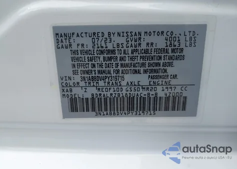 2023 Nissan Sentra Sr Xtronic Cvt from USA, damaged, VIN 3N1AB8DV4PY319715